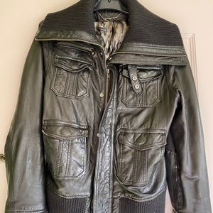 Lamb skin leather bomber jacket